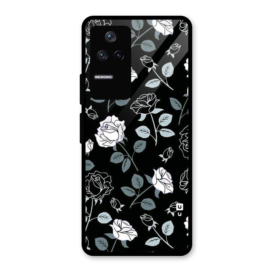 Black Artsy Bloom Glass Back Case for Poco F4 5G