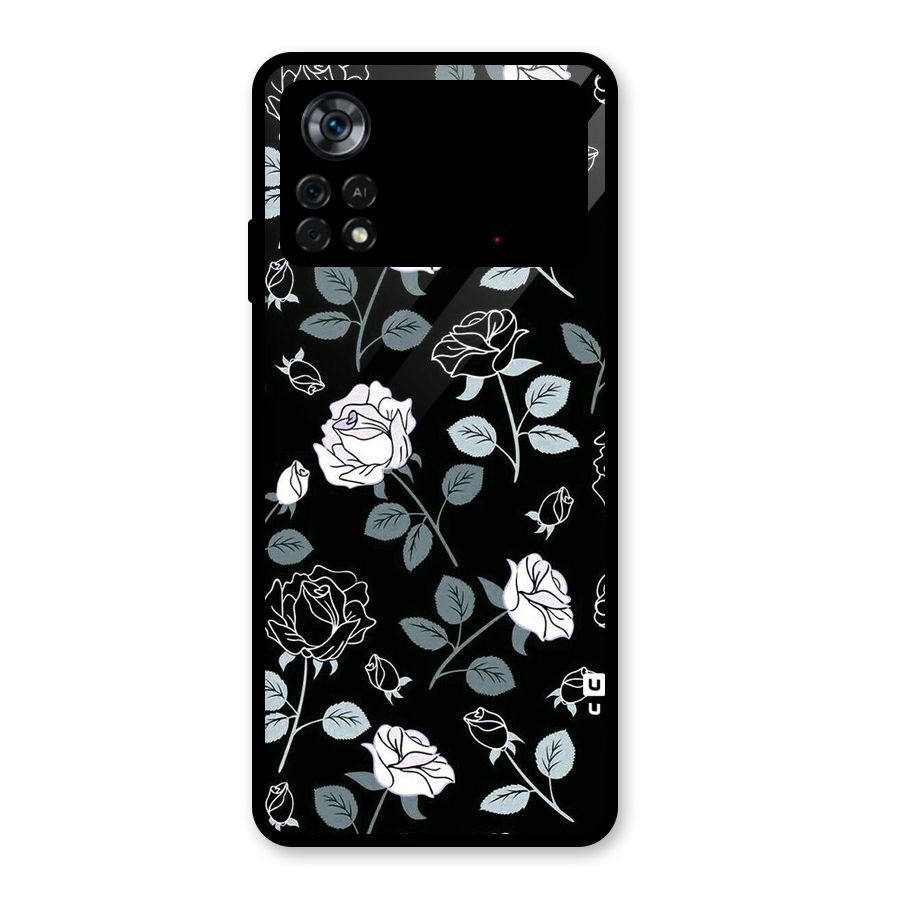 Black Artsy Bloom Glass Back Case for Poco X4 Pro 5G
