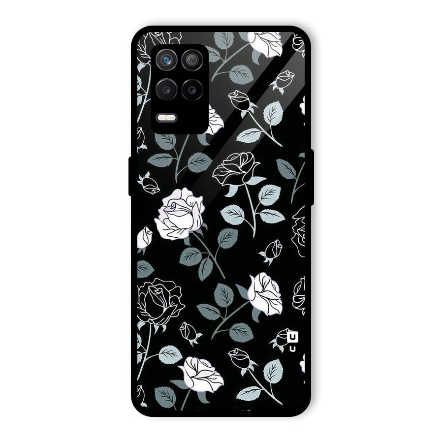 Black Artsy Bloom Glass Back Case for Realme 8 5G