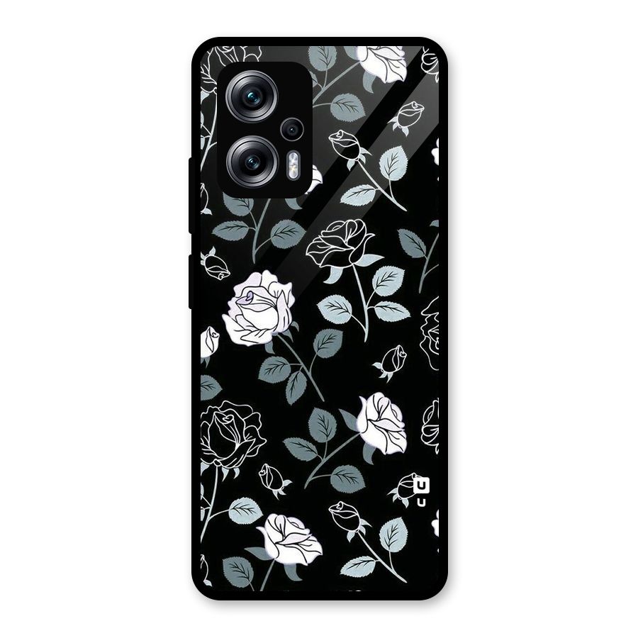 Black Artsy Bloom Glass Back Case for Redmi K50i