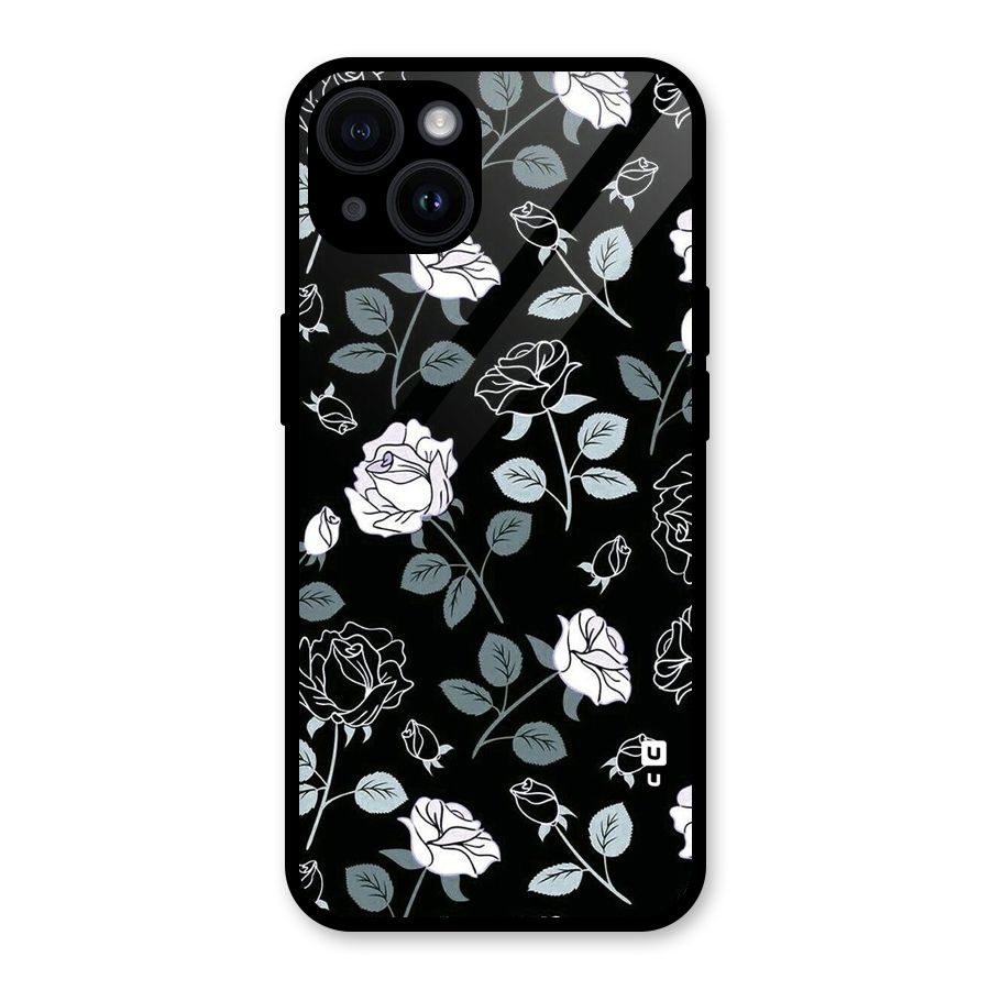 Black Artsy Bloom Glass Back Case for iPhone 14