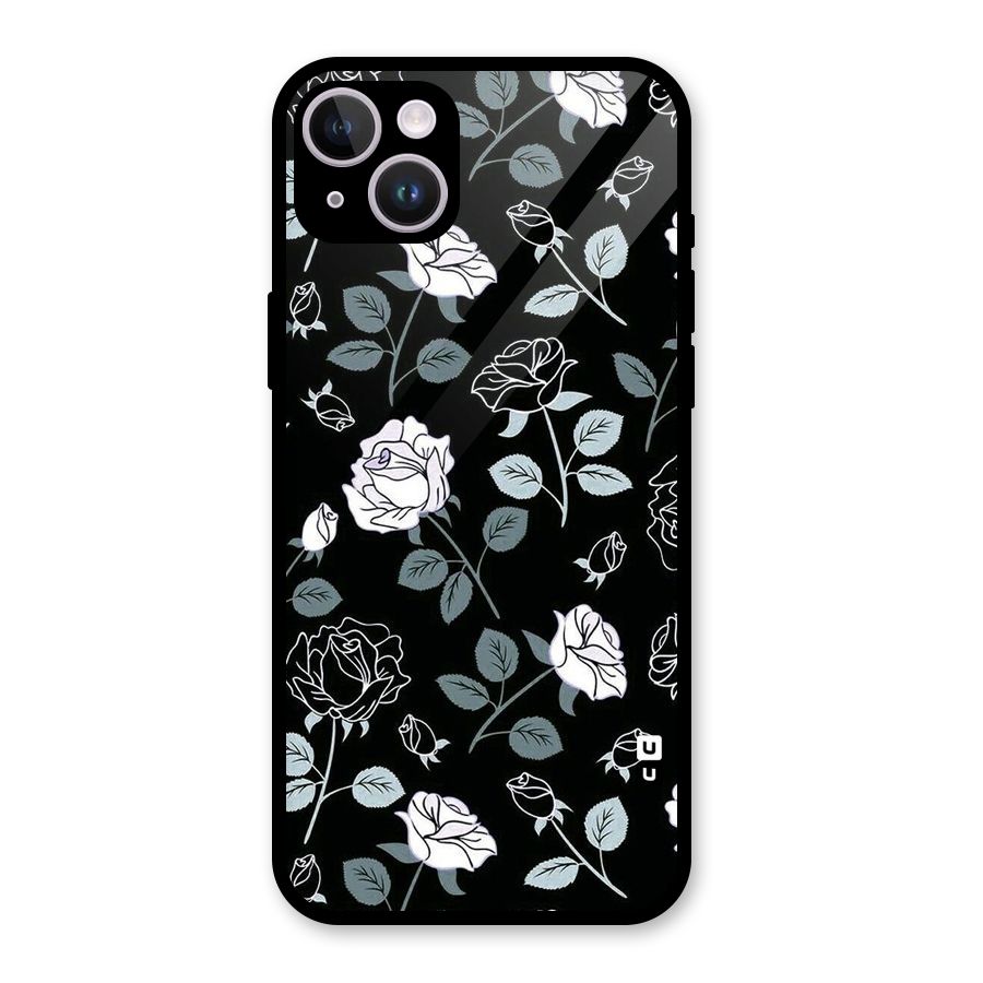 Black Artsy Bloom Glass Back Case for iPhone 14 Plus