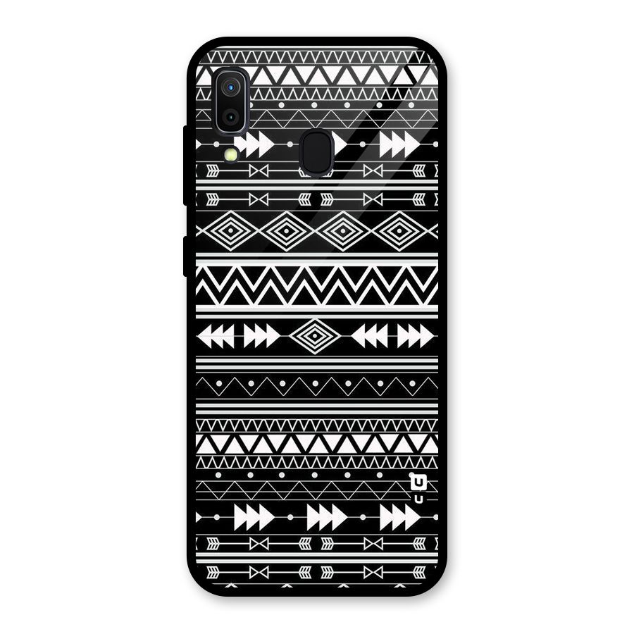 Black Aztec Creativity Glass Back Case for Galaxy A30