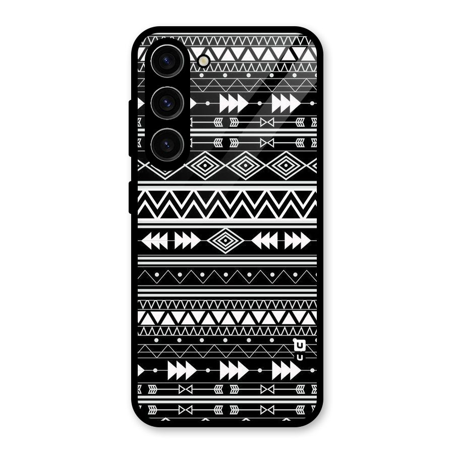 Black Aztec Creativity Glass Back Case for Galaxy S23
