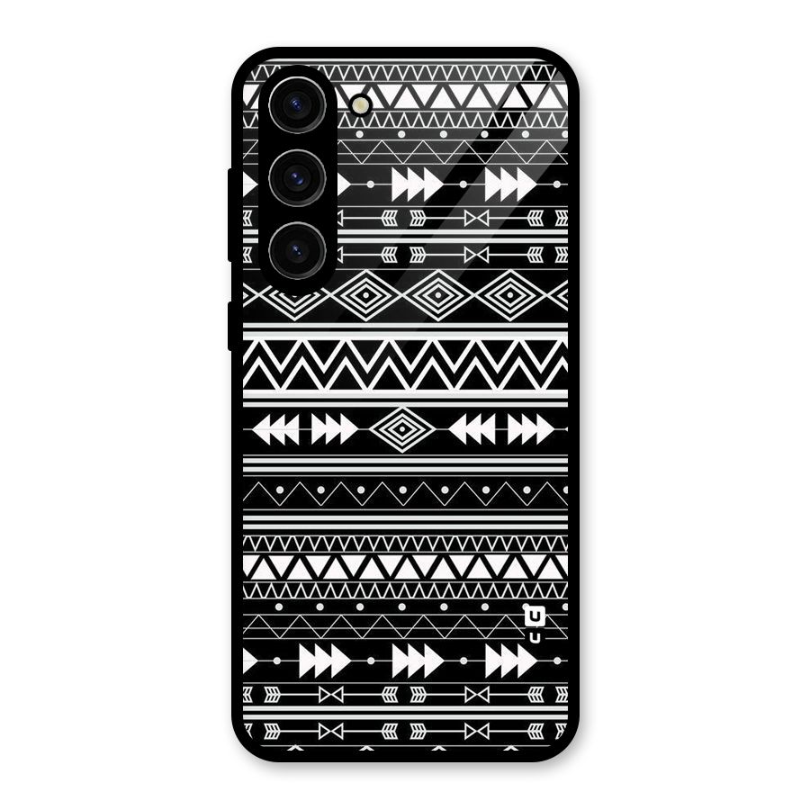 Black Aztec Creativity Glass Back Case for Galaxy S23 Plus