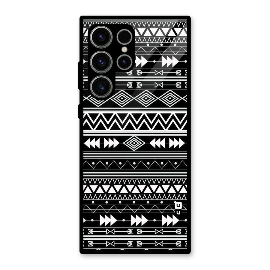 Black Aztec Creativity Glass Back Case for Galaxy S23 Ultra