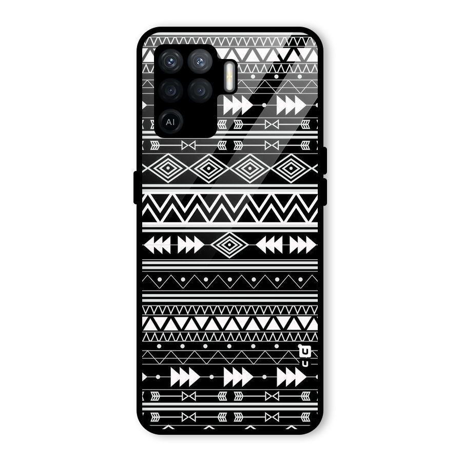 Black Aztec Creativity Glass Back Case for Oppo F19 Pro