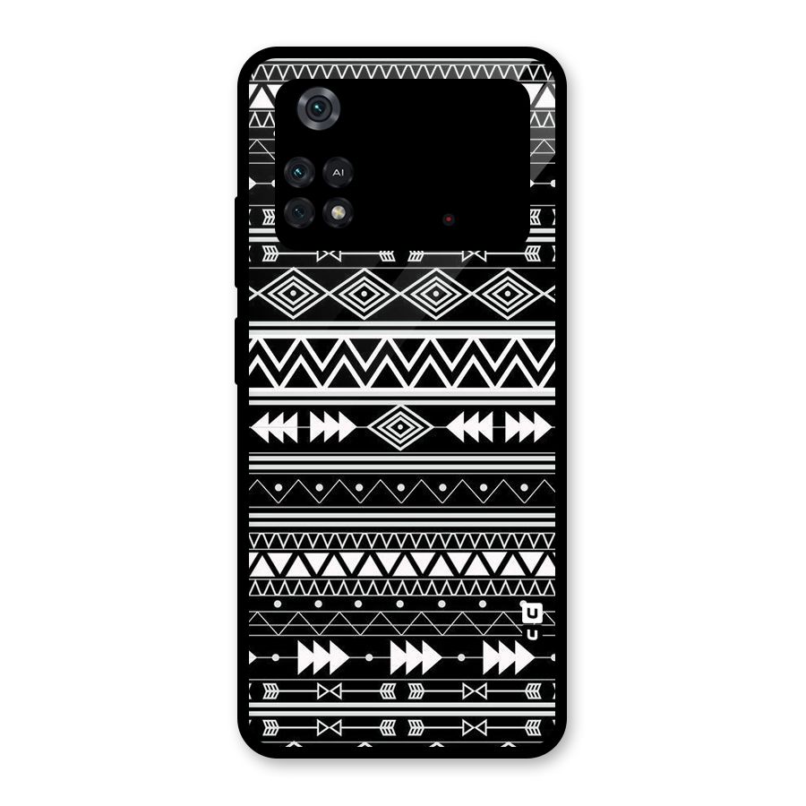 Black Aztec Creativity Glass Back Case for Poco M4 Pro 4G