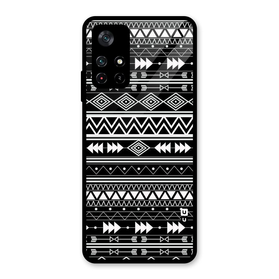 Black Aztec Creativity Glass Back Case for Poco M4 Pro 5G