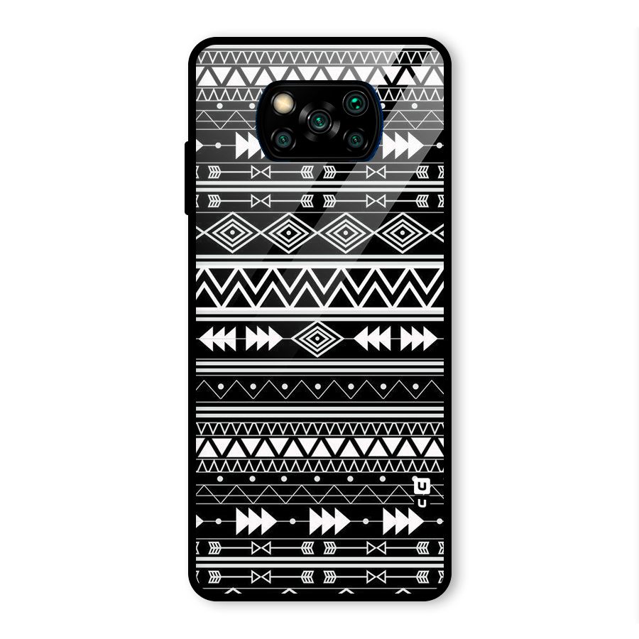 Black Aztec Creativity Glass Back Case for Poco X3 Pro