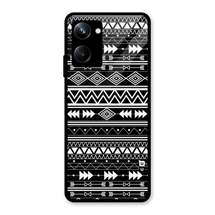 Black Aztec Creativity Glass Back Case for Realme 10 Pro