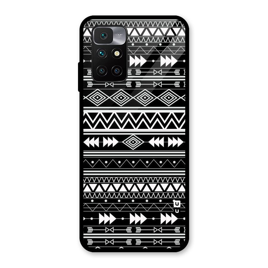 Black Aztec Creativity Glass Back Case for Redmi 10 Prime