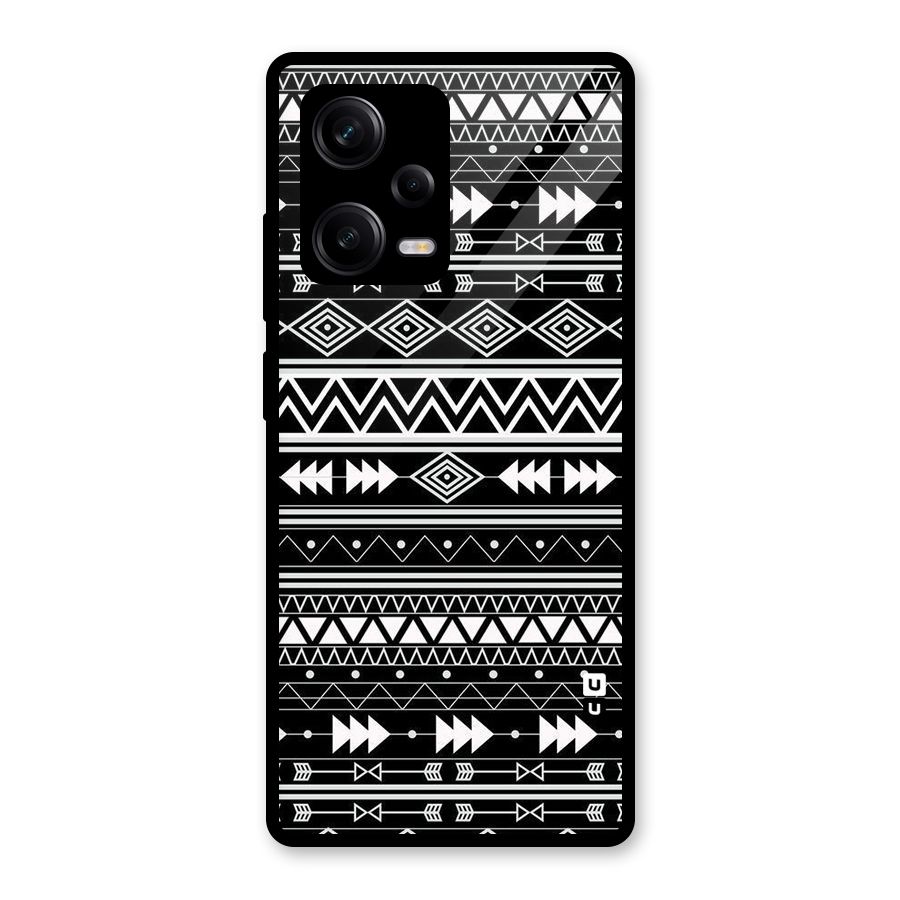 Black Aztec Creativity Glass Back Case for Redmi Note 12 Pro
