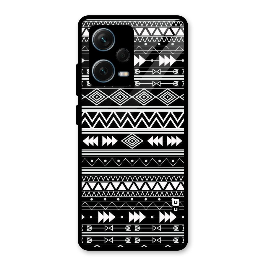 Black Aztec Creativity Glass Back Case for Redmi Note 12 Pro Plus 5G