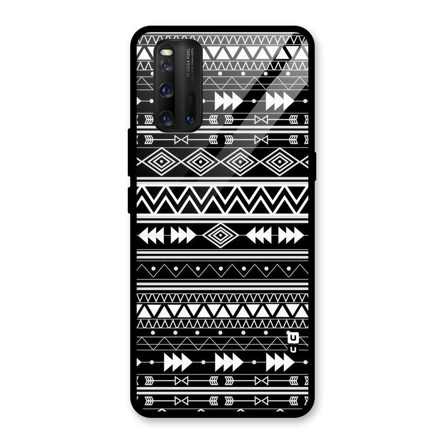 Black Aztec Creativity Glass Back Case for Vivo iQOO 3