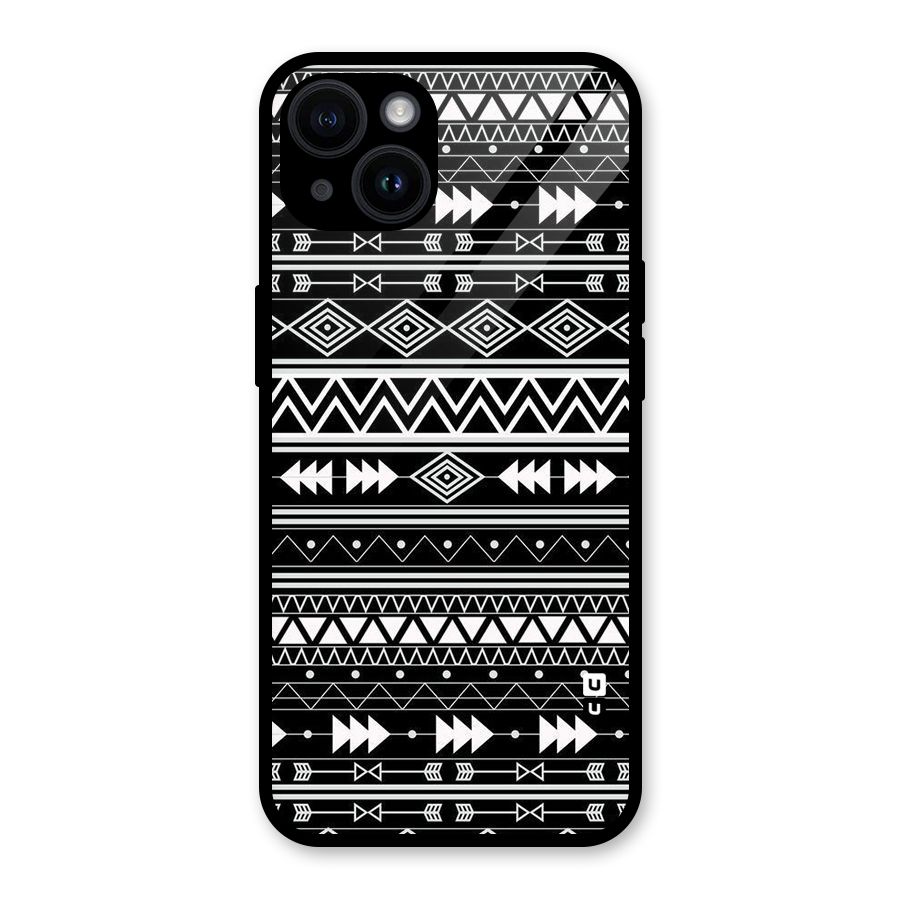 Black Aztec Creativity Glass Back Case for iPhone 14