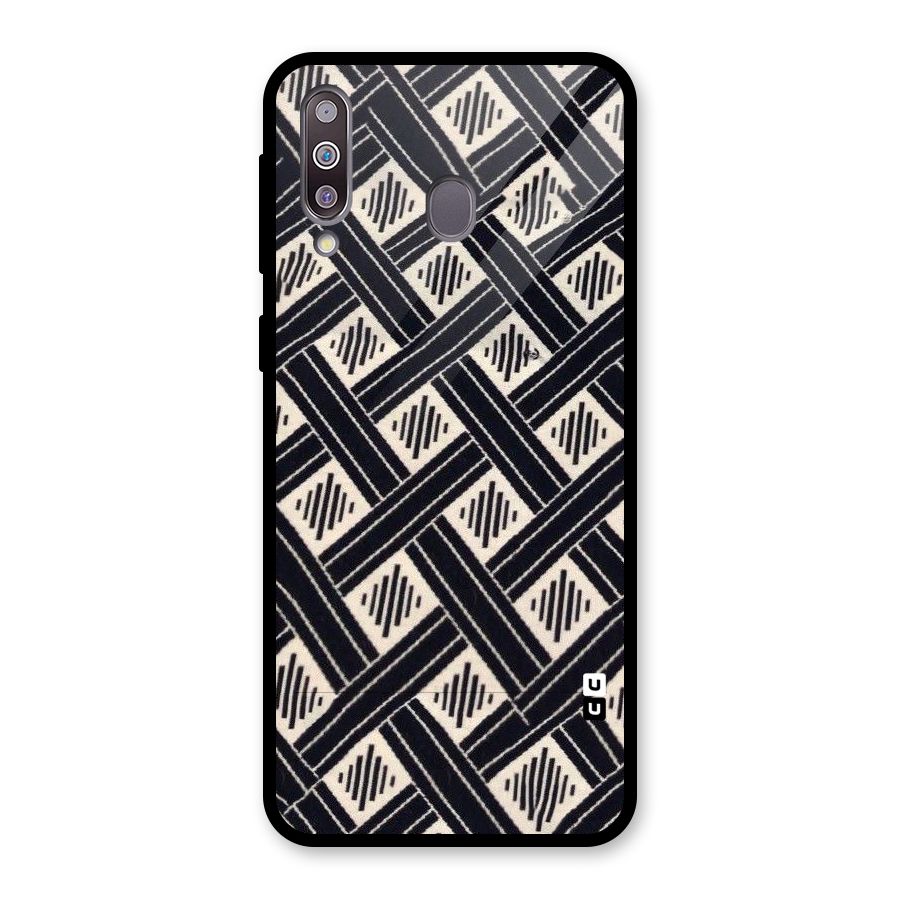 Black Beige Criscros Glass Back Case for Galaxy M30