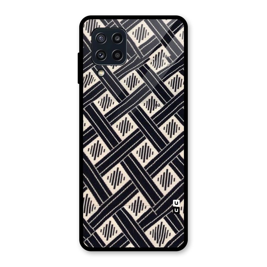 Black Beige Criscros Glass Back Case for Galaxy M32