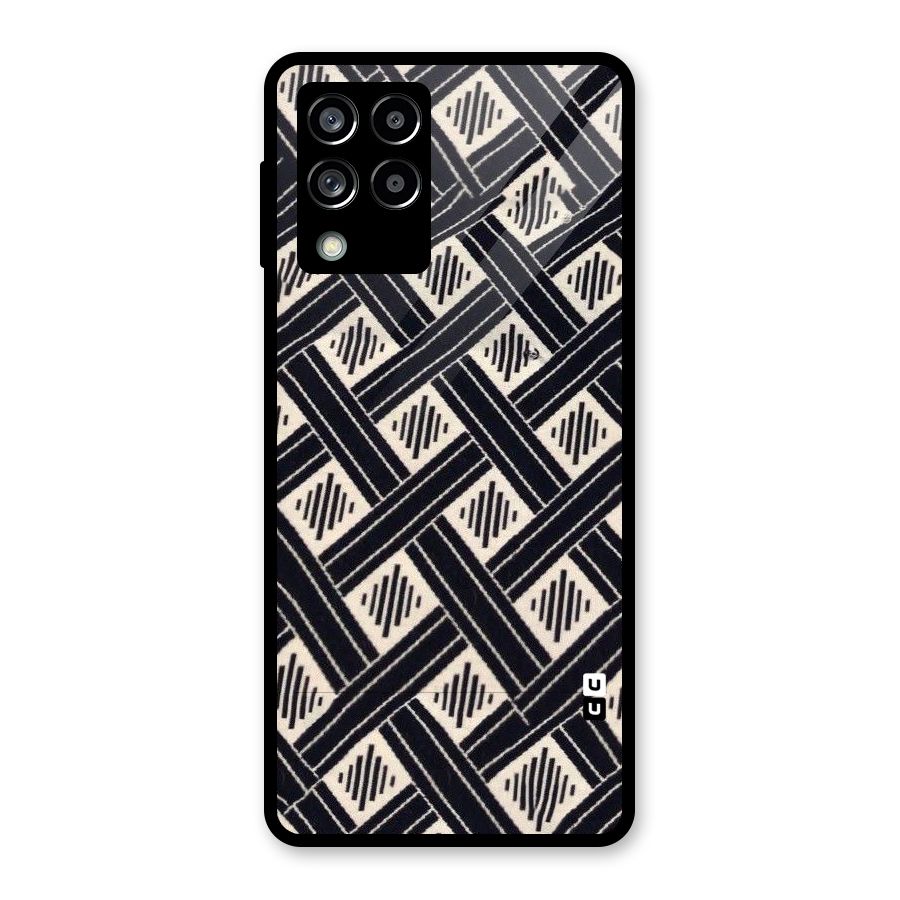 Black Beige Criscros Glass Back Case for Galaxy M53 5G