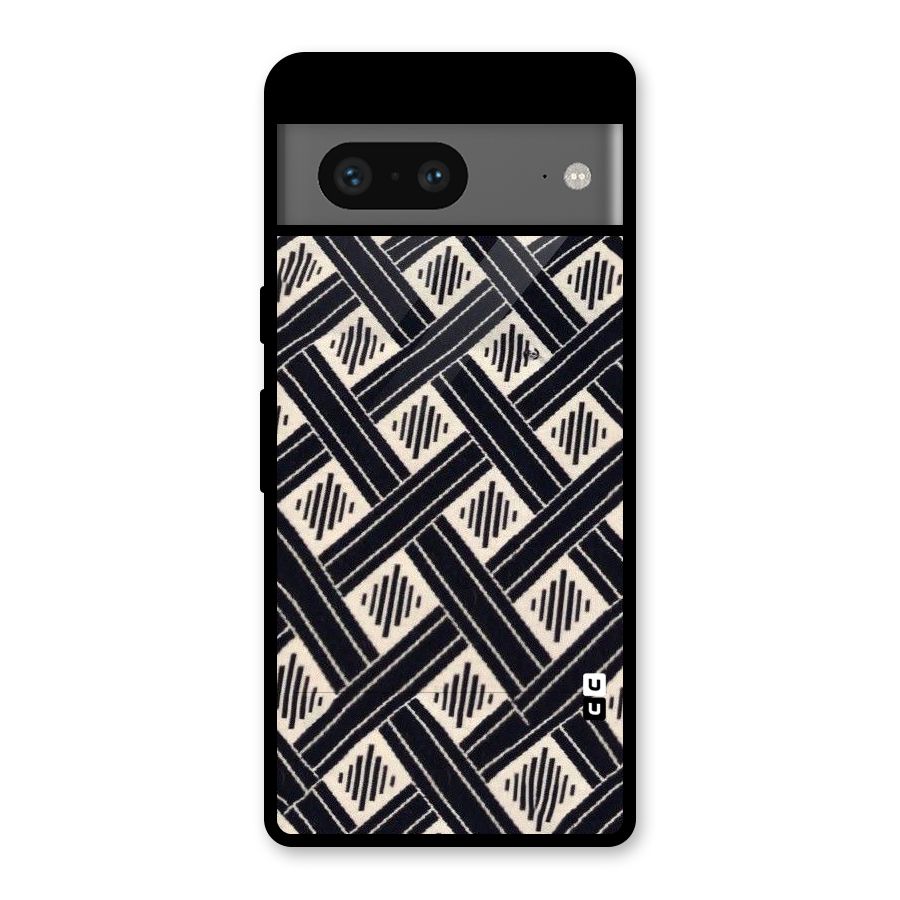 Black Beige Criscros Glass Back Case for Google Pixel 7