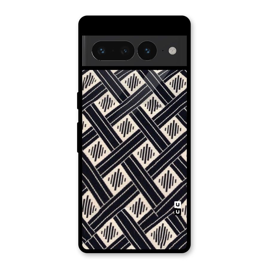 Black Beige Criscros Glass Back Case for Google Pixel 7 Pro