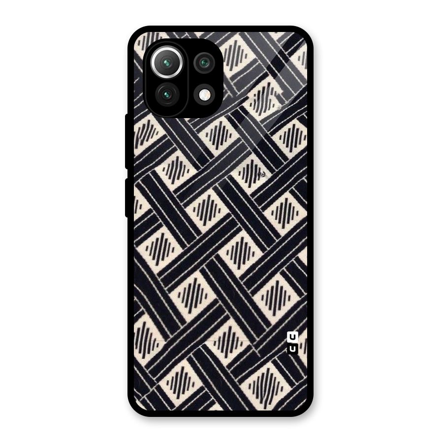 Black Beige Criscros Glass Back Case for Mi 11 Lite