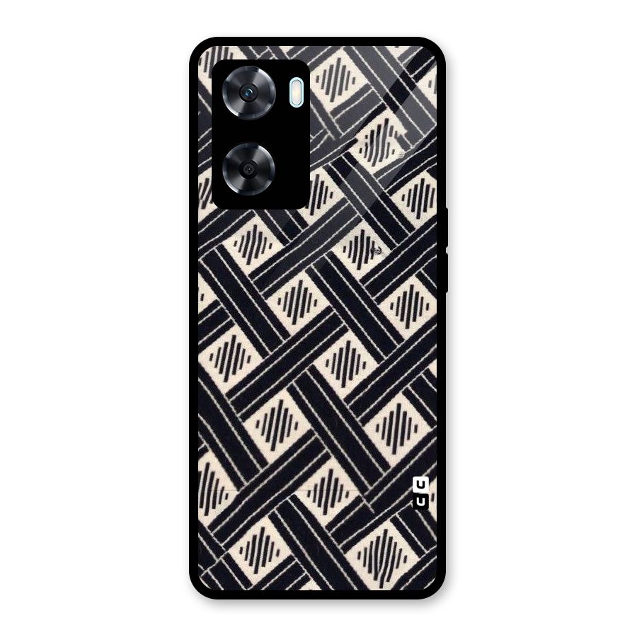 Black Beige Criscros Glass Back Case for Oppo A77
