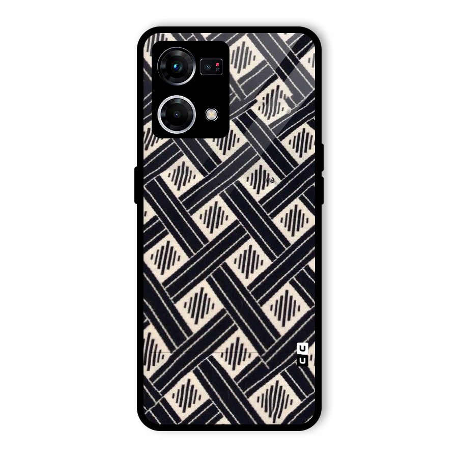 Black Beige Criscros Glass Back Case for Oppo F21 Pro 5G