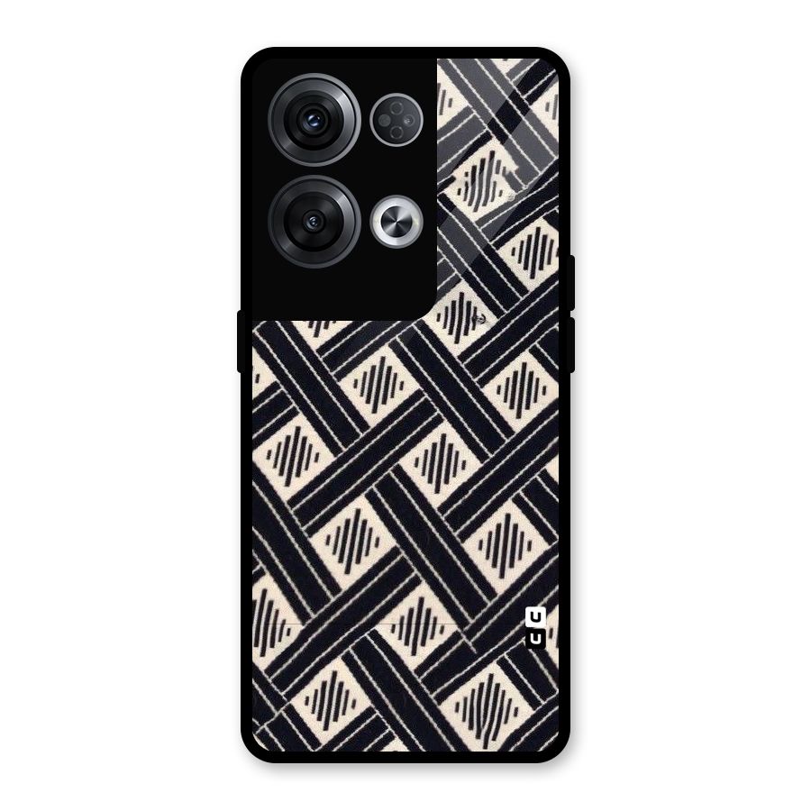 Black Beige Criscros Glass Back Case for Oppo Reno8 Pro 5G