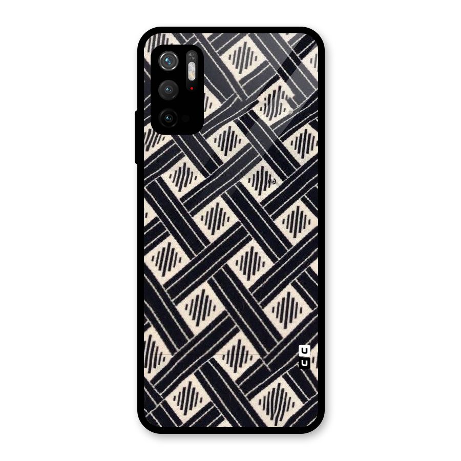 Black Beige Criscros Glass Back Case for Poco M3 Pro 5G