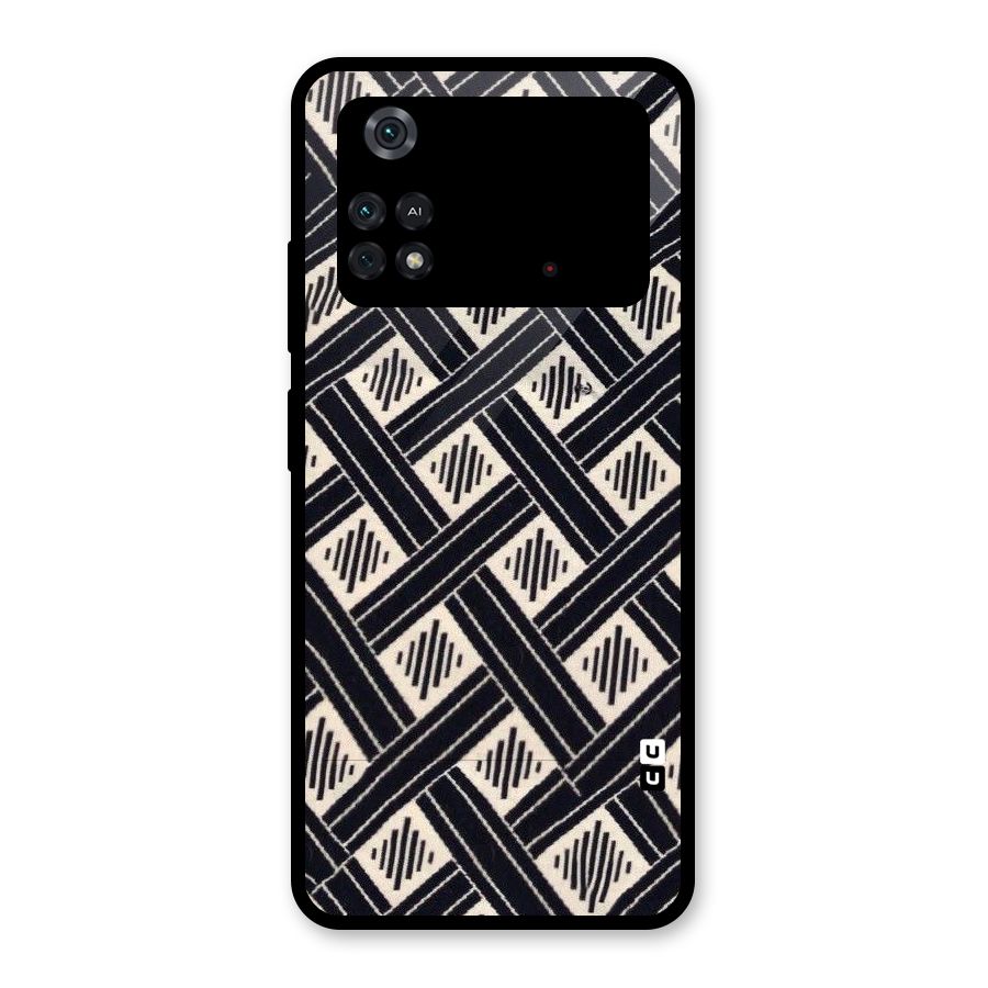 Black Beige Criscros Glass Back Case for Poco M4 Pro 4G