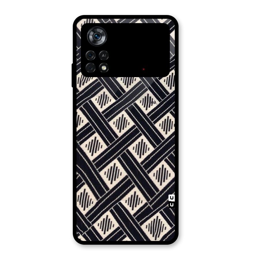 Black Beige Criscros Glass Back Case for Poco X4 Pro 5G