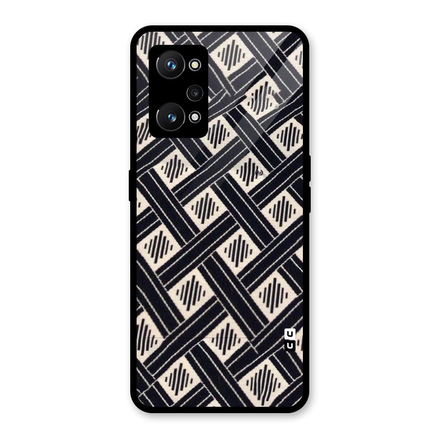 Black Beige Criscros Glass Back Case for Realme GT Neo 3T