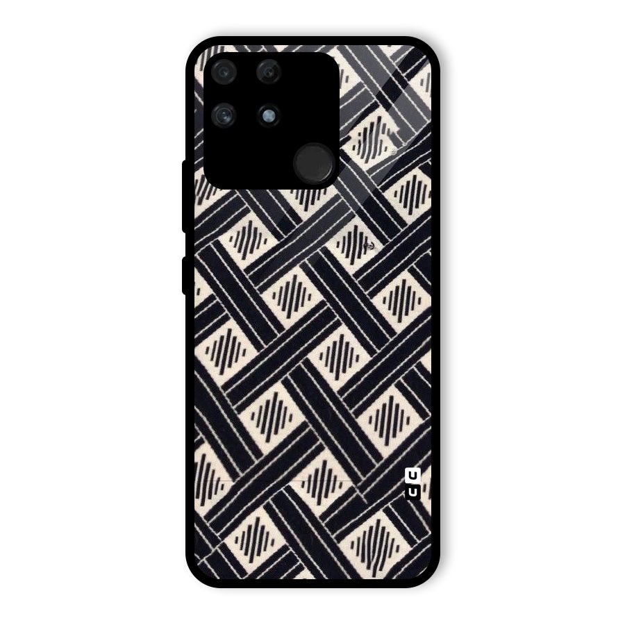 Black Beige Criscros Glass Back Case for Realme Narzo 50A