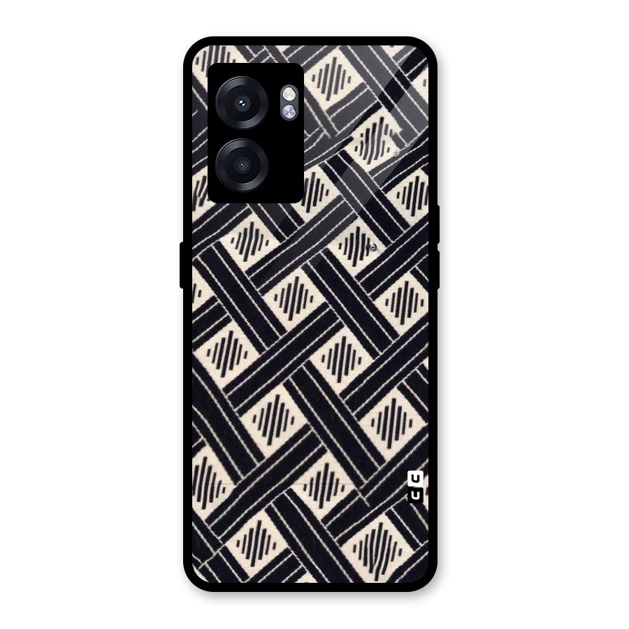 Black Beige Criscros Glass Back Case for Realme Narzo 50 5G