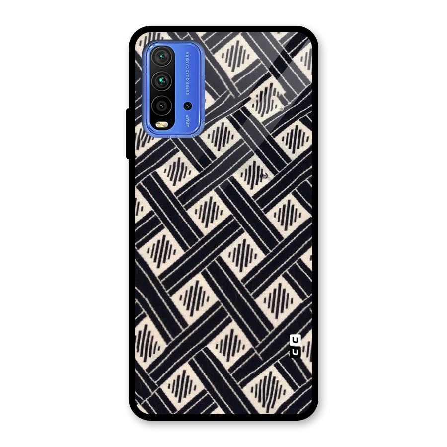 Black Beige Criscros Glass Back Case for Redmi 9 Power