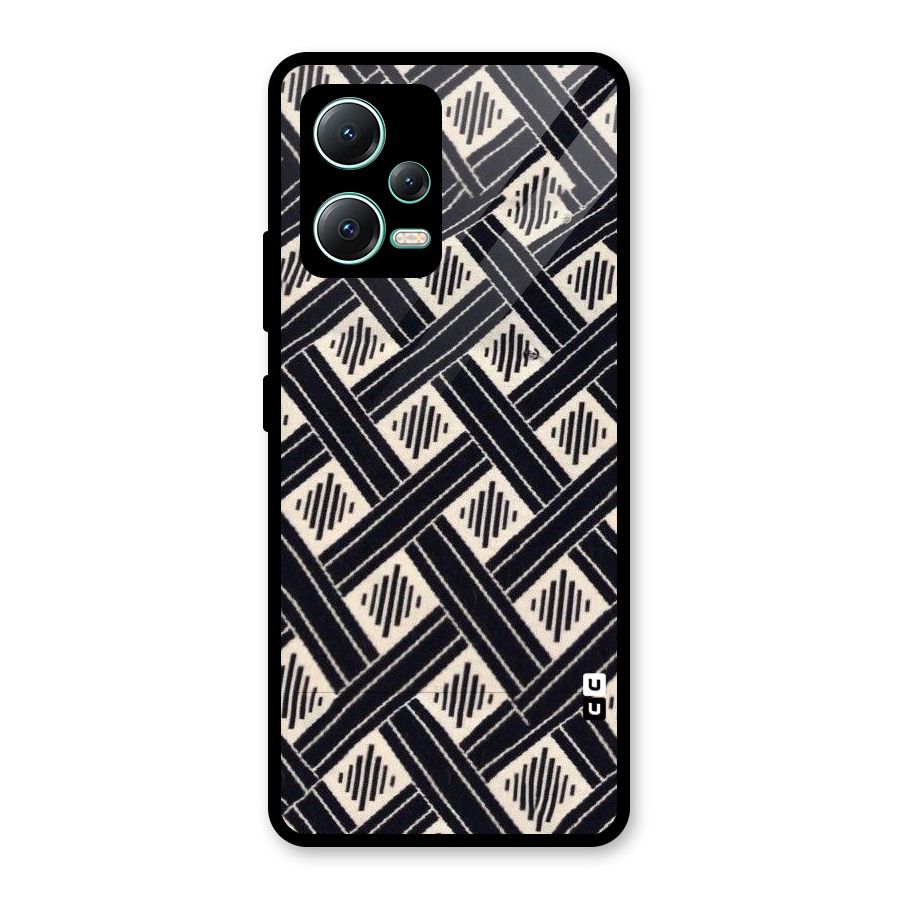 Black Beige Criscros Glass Back Case for Redmi Note 12 5G
