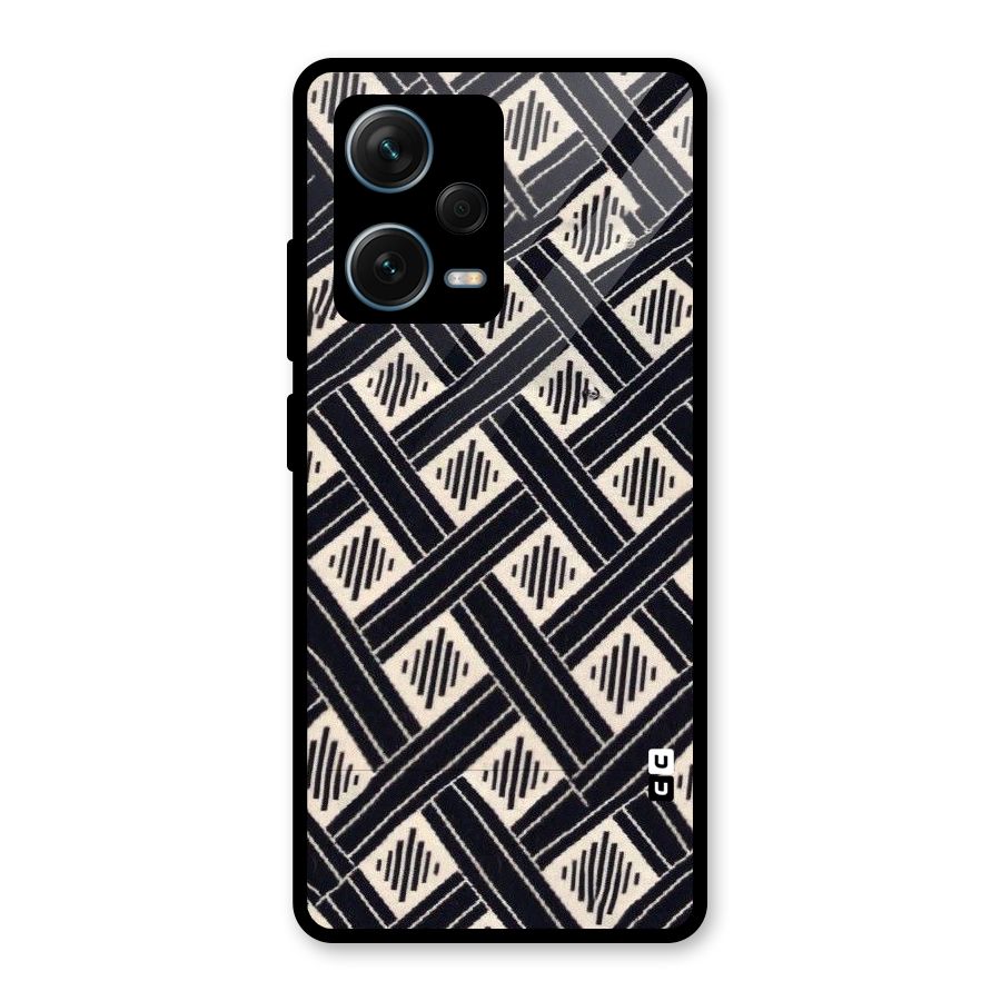 Black Beige Criscros Glass Back Case for Redmi Note 12 Pro Plus 5G