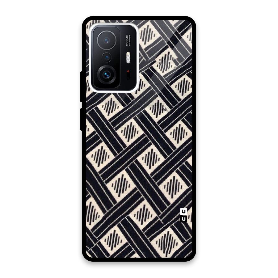 Black Beige Criscros Glass Back Case for Xiaomi 11T Pro