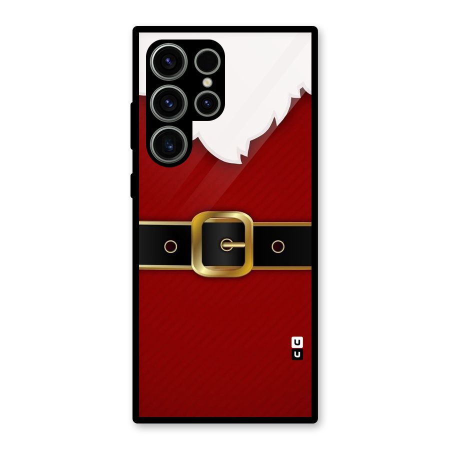 Black Belt Design Glass Back Case for Galaxy S23 Ultra