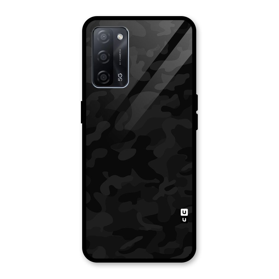 Black Camouflage Glass Back Case for Oppo A53s 5G