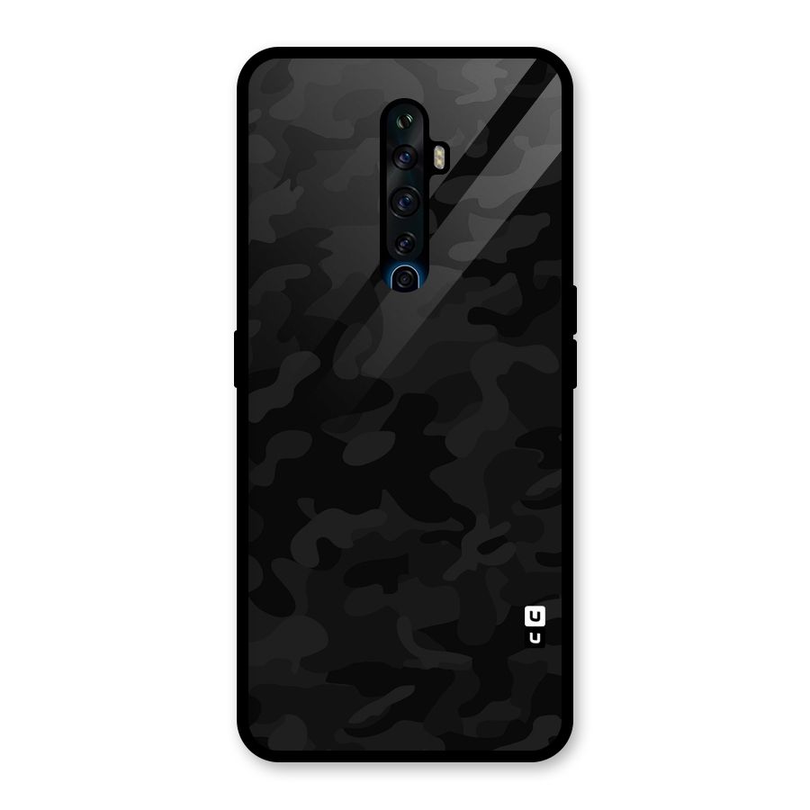 Black Camouflage Glass Back Case for Oppo Reno2 F