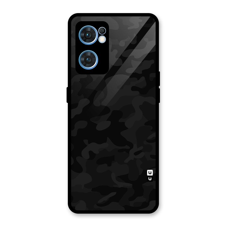 Black Camouflage Glass Back Case for Oppo Reno7 5G