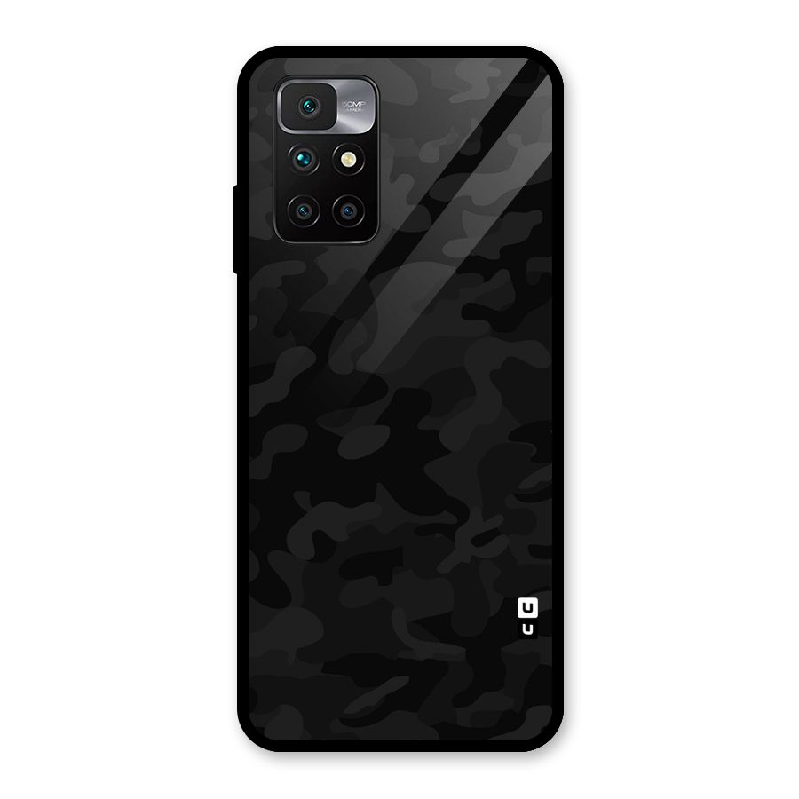 Black Camouflage Glass Back Case for Redmi 10 Prime