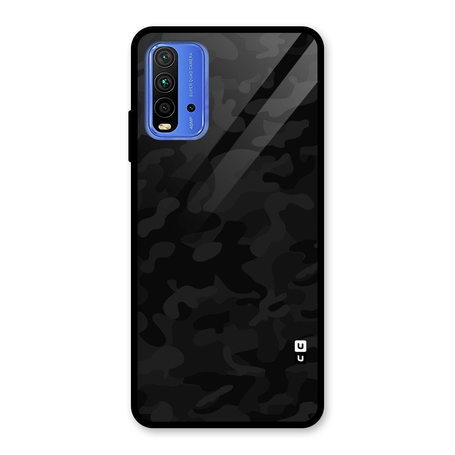 Black Camouflage Glass Back Case for Redmi 9 Power