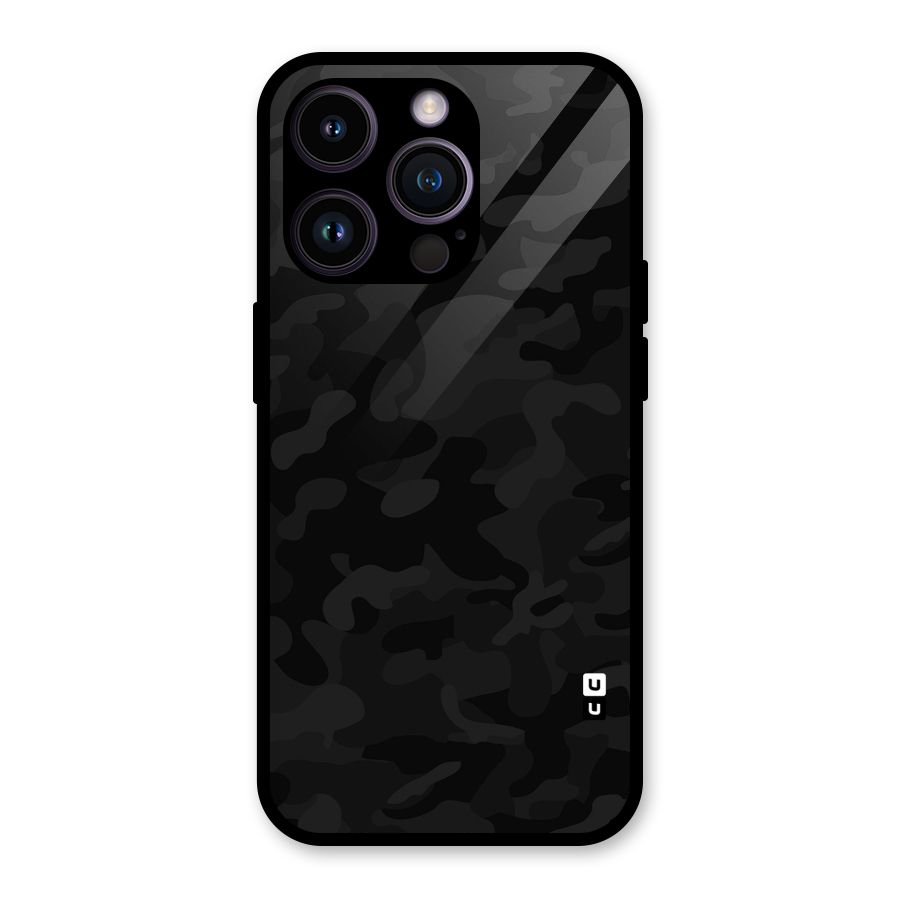 Black Camouflage Glass Back Case for iPhone 14 Pro