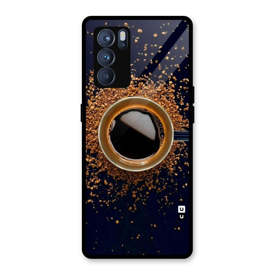 Black Coffee Glass Back Case for Oppo Reno6 Pro 5G