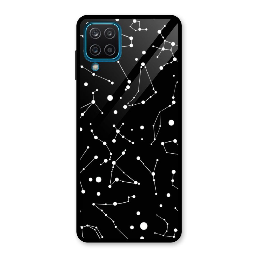 Black Constellation Pattern Glass Back Case for Galaxy A12