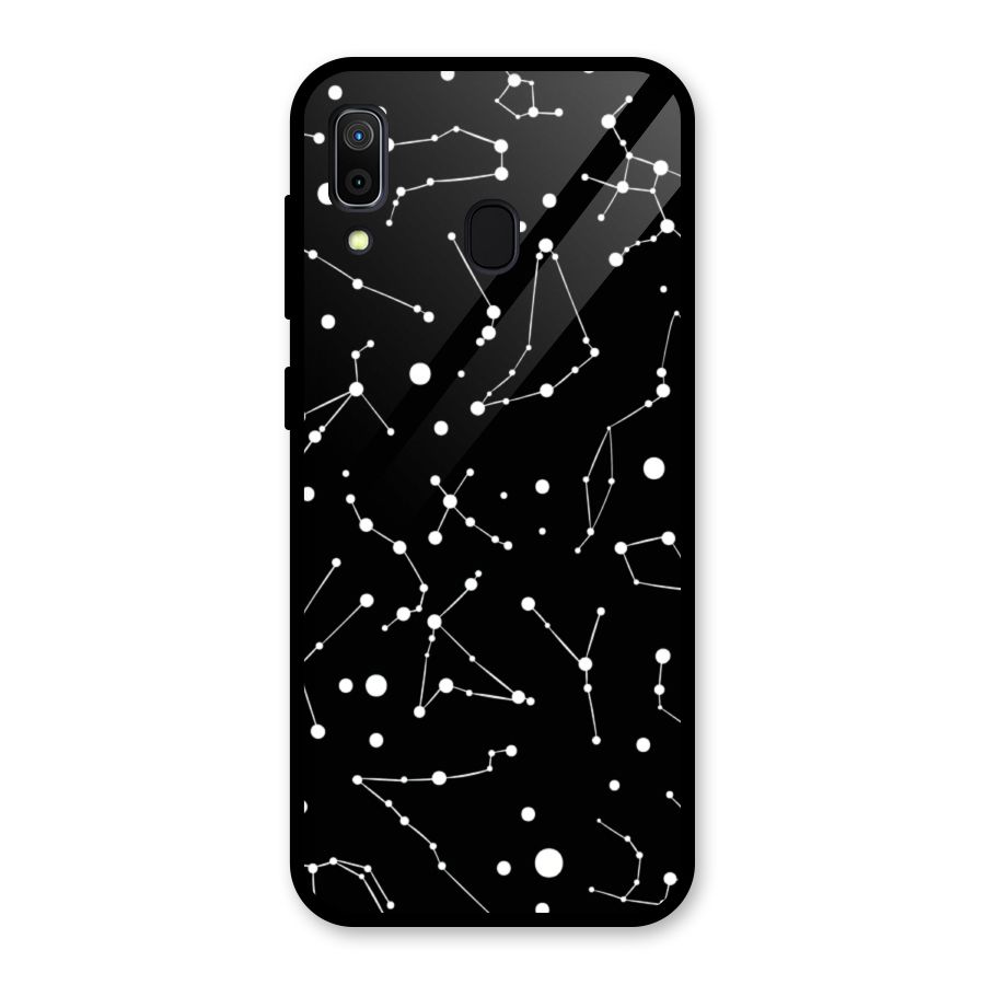 Black Constellation Pattern Glass Back Case for Galaxy A30