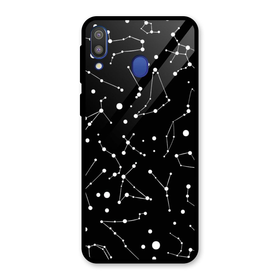 Black Constellation Pattern Glass Back Case for Galaxy M20